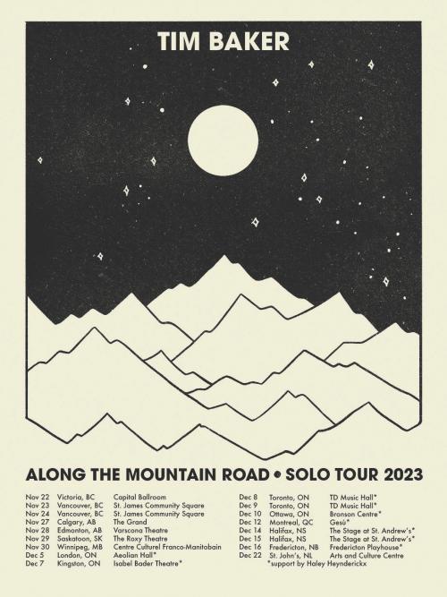 Poster for Tim Baker: Along The Mountain Road w/ Matt Holubowski