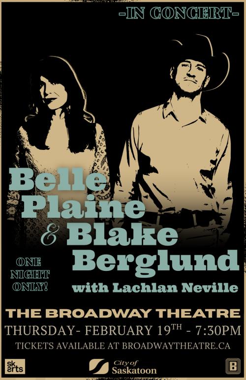 Poster for Belle Plaine & Blake Berglund with Lachlan Neville