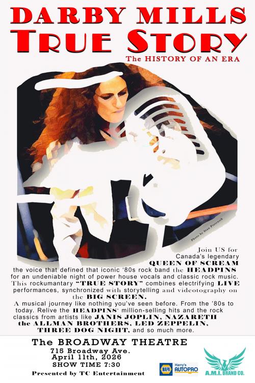 Poster for DARBY MILLS “TRUE STORY”  ROCKUMENTARY