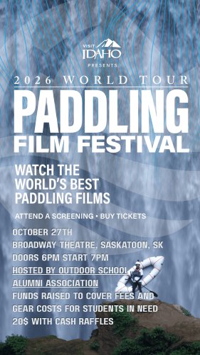 Poster for Paddling Film Festival - In Support of the Outdoor School Alumni Association